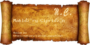 Makláry Ciprián névjegykártya